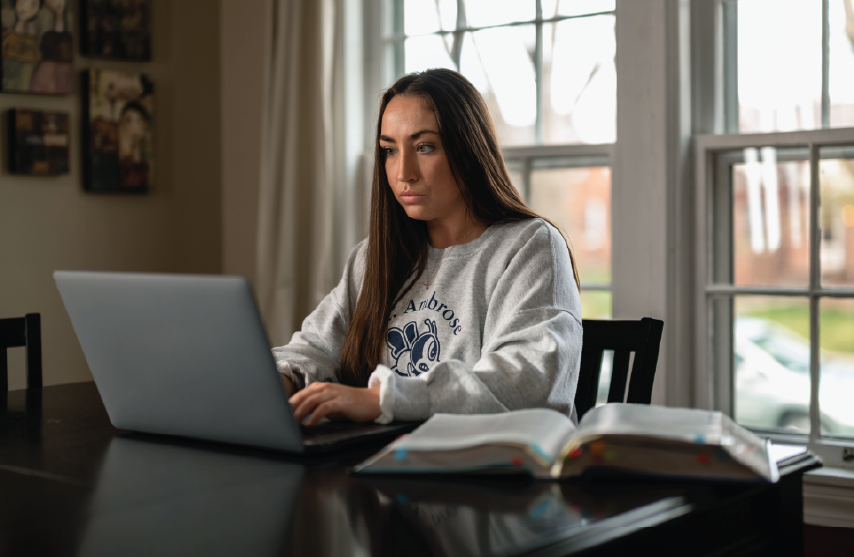 Student studying online