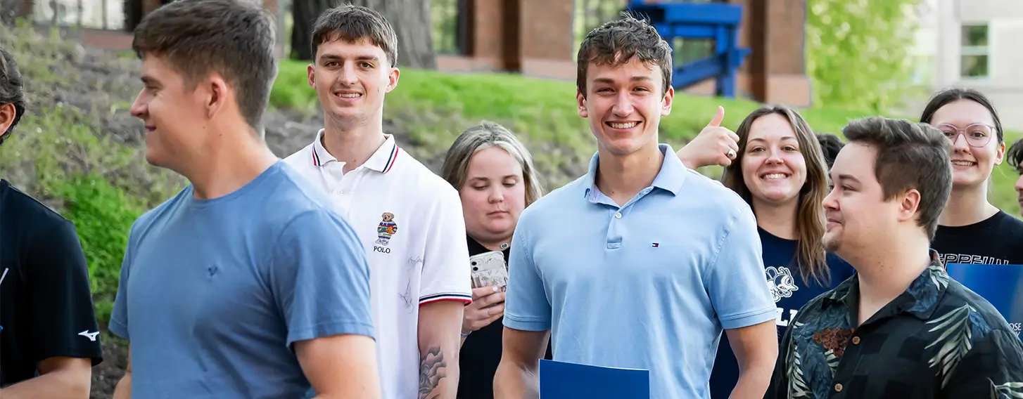 A group of students walking on campus