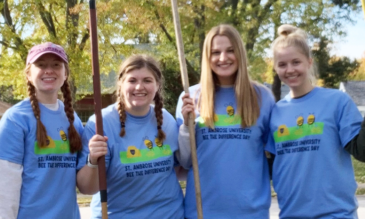 Natalie and her friends volunteer for Bee the Difference Day