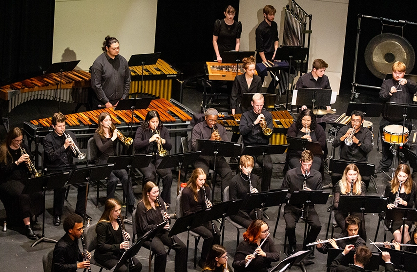 SAU's symphonic band plays in a concert at St. Ambrose University.