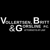 The white and black logo for Vollersten, Britt, and Gorsline PC.